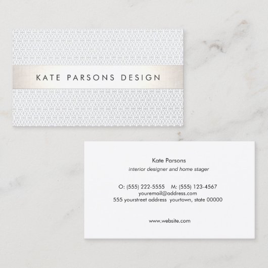 Elegant chique designer zilver gestreept patroon visitekaartje (Voorkant / Achterkant)