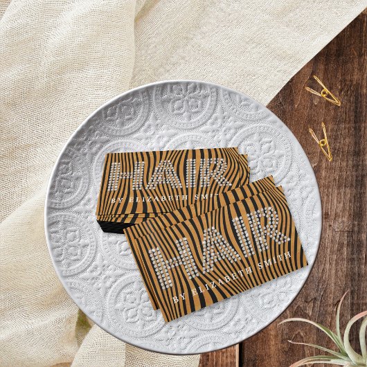 Elegant chique diamanten gouden kapsalon Haarstyli Visitekaartje