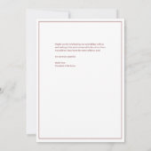 Elegant chique diepe robijn rode bruiloft bedankkaart (Achterkant)