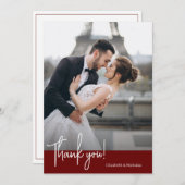 Elegant chique diepe robijn rode bruiloft bedankkaart (Voorkant / Achterkant)