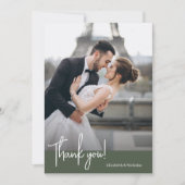 Elegant chique donker mos groen bruiloft bedankkaart (Voorkant)