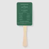 Elegant Chique Donkergroene Huwelijksceremonie Pro Handwaaier (Voorkant)