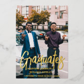 Elegant chique dubbele graduatie partij folie uitnodiging (Voorkant)