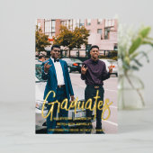 Elegant chique dubbele graduatie partij folie uitnodiging (Staand Voorkant)