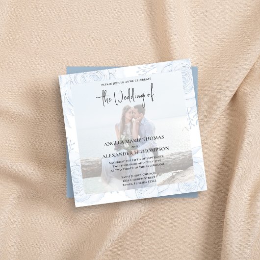 Elegant Chique Eenvoudig Klassiek Stoffig Blauw Bl Kaart