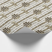 Elegant chique faux gouden folie wit patroon cadeaupapier (Hoek)