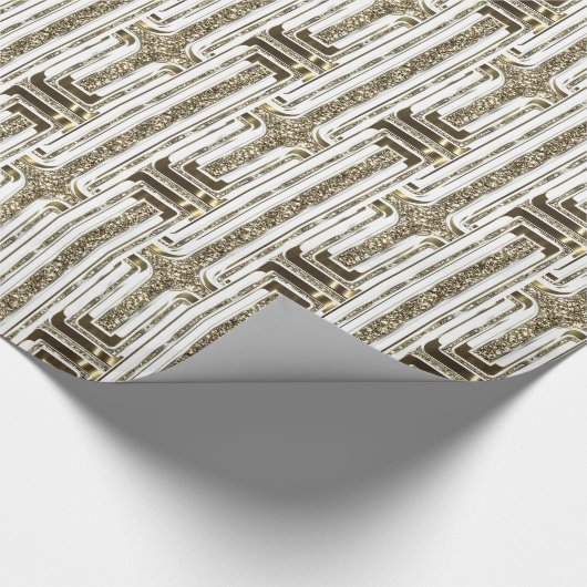 Elegant chique faux gouden folie wit patroon cadeaupapier (Hoek)
