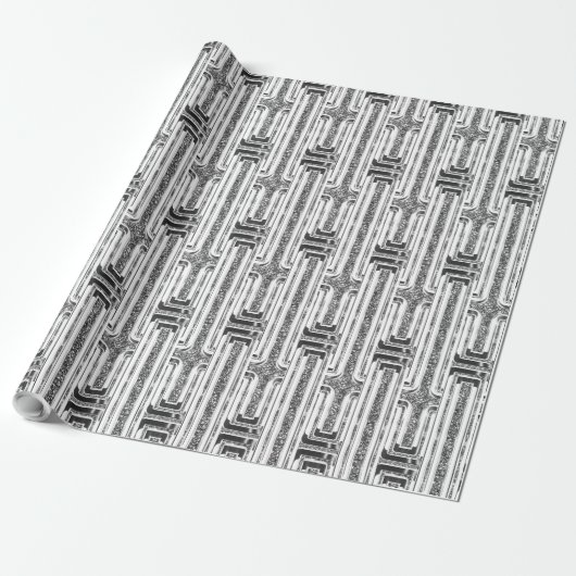 Elegant chique faux zilver grijs wit patroon cadeaupapier (Uitgerold)