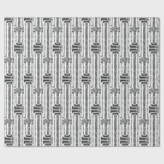 Elegant chique faux zilver grijs wit patroon cadeaupapier (Vlak)