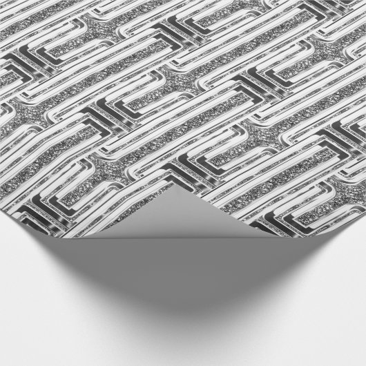 Elegant chique faux zilver grijs wit patroon cadeaupapier (Hoek)