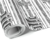 Elegant chique faux zilver grijs wit patroon cadeaupapier (Rol Hoek)