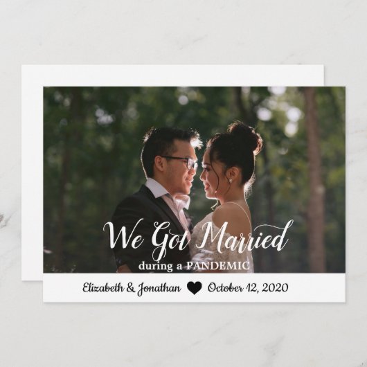 Elegant chique fotoscript getrouwd tijdens pandemi aankondiging (Voorkant / Achterkant)
