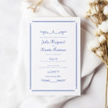 Elegant chique Frans blauw vintage bruiloft Kaart<br><div class="desc">Elegante chique Frans Blauw Vintage bruiloft uitnodiging</div>