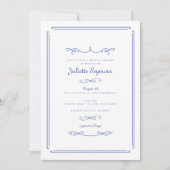 Elegant chique Frans blauw  Vrijgezellenfeest Kaart (Voorkant)