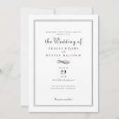 Elegant chique Frans zwart wit bruiloft Kaart (Voorkant)