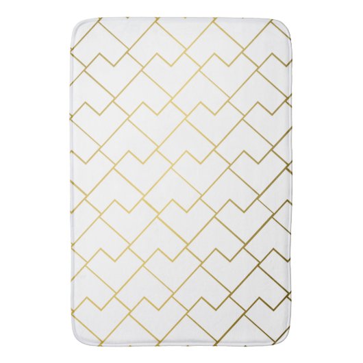 Elegant chique geometrisch goud wit badmat (Voorkant Verticaal)