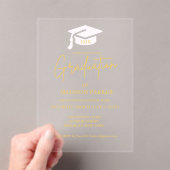 Elegant & Chique Gold Calligrafie Graduation Party Acryl Uitnodigingen (Insitu (Draagbaar))