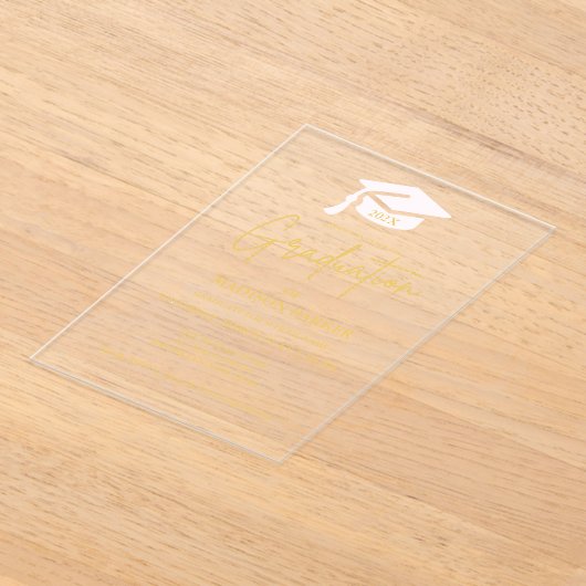 Elegant & Chique Gold Calligrafie Graduation Party Acryl Uitnodigingen (Laagn)