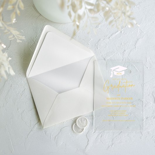 Elegant & Chique Gold Calligrafie Graduation Party Acryl Uitnodigingen