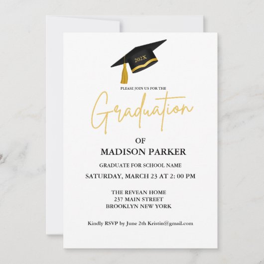 Elegant & Chique Gold Calligrafie Graduation Party Kaart (Voorkant)