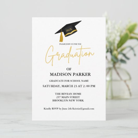 Elegant & Chique Gold Calligrafie Graduation Party Kaart (Staand voorkant)