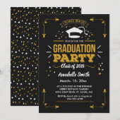 Elegant chique golden & zwart afstuderen kaart (Voorkant / Achterkant)