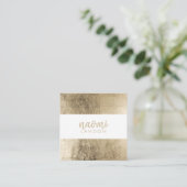 Elegant chique goud modern gestreept minimalistisc vierkante visitekaartje (Staand voorkant)