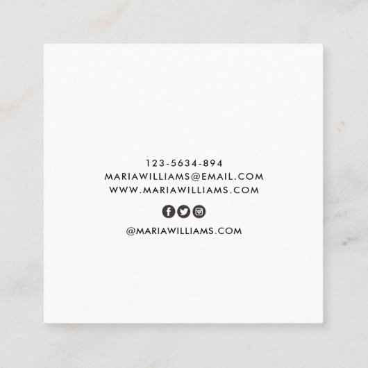 Elegant chique goud modern vierkant minimalistisch vierkante visitekaartje (Achterkant)