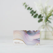 Elegant Chique Goud & Paarse Abstracte Aquarel QR Visitekaartje (Staand voorkant)