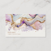Elegant Chique Goud & Paarse Abstracte Aquarel QR Visitekaartje (Voorkant)