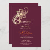Elegant Chique Goud Paisley Script Bruiloft Kaart (Voorkant / Achterkant)