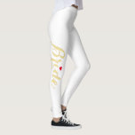 Elegant chique gouden bruid bruiloft vrijgezellenf leggings<br><div class="desc">Mooie, elegante faux gold op wit typografie script, rood hart, cool, eenvoudig, chique, stijlvol, ademend, hand genaaid, vrouwen overal print full length mode workout sport leggings broek voor de bruid / bruid te zijn, voor vrijgezellenfeest, vrijgezellenfeest, bruiloft, huwelijksreis. Deze leggings / yogabroek strekt zich uit om bij je lichaam te...</div>