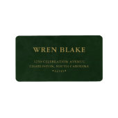 Elegant chique gouden & donkergroene retouradres etiket (Voorkant)