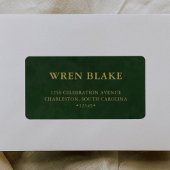 Elegant chique gouden & donkergroene retouradres etiket