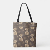 Elegant chique gouden folie bloemmotief monogram tote bag (Achterkant)