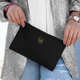 Elegant chique gouden Initiaal & zwart minimalisti Etui