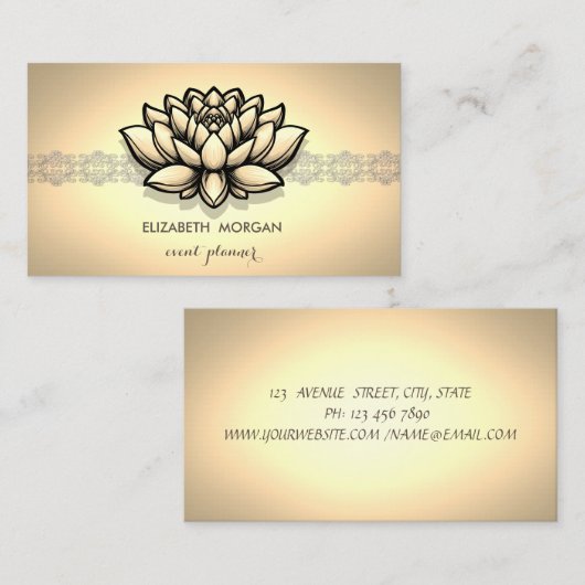 Elegant chique gouden kant Lotus Visitekaartje (Voorkant / Achterkant)