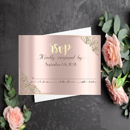 Elegant Chique Gouden Lijst Roze Goud RSVP Kaart