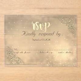 Elegant Chique Gouden Lijst RSVP Kaart Acryl Uitnodigingen