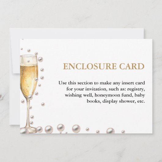 Elegant & Chique Gouden Parels en Prosecco Behuizi Kaart (Voorkant)