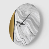 Elegant chique grijs zwart wit goud marmeren patro grote klok (Hoek)
