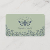 Elegant & Chique Groen & Blauw Bloemen & Moth Logo Visitekaartje (Voorkant)
