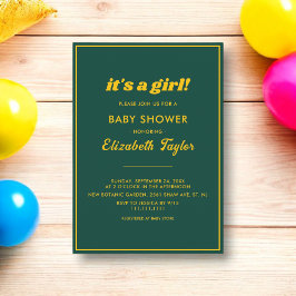 Elegant chique groen en gouden luxe Baby shower Kaart