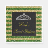 Elegant chique groen goud glitter tiara zoet 16 servet (Voorkant)