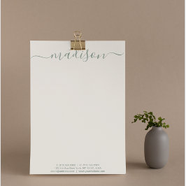 Elegant chique handgeschreven script Sage Green Briefhoofd