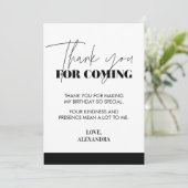 Elegant chique handgeschreven zwart wit bedankkaart (Staand voorkant)