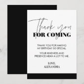 Elegant chique handgeschreven zwart wit bedankkaart (Voorkant / Achterkant)