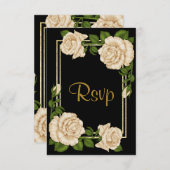 Elegant Chique Hoek Ivoor Rozen Bruiloft RSVP (Voorkant / Achterkant)
