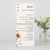 Elegant & Chique Ivoor Wildflower Trouwtafel Menu (Staand voorkant)
