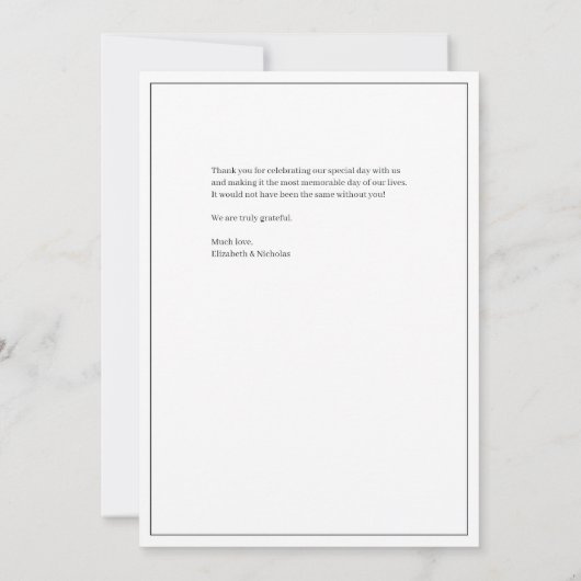 Elegant chique jet zwart bruiloft bedankkaart (Achterkant)